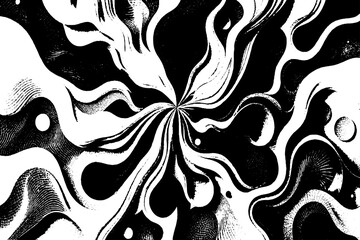 Abstract Black and White Swirling Fluid Wave Design