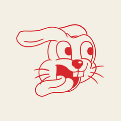 rabbit face retro cartoon illustration