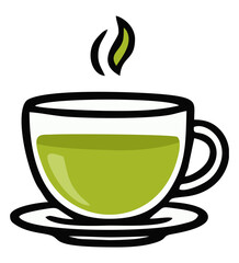 Cup of hot green tea matcha illustration. Editable color vector