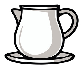 Opened porcelain teapot illustration. Editable color vector