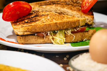Deliciously Grilled Sandwich with Fresh Ingredients, a Perfect and Wholesome Meal Captured in High-Resolution Detail