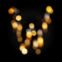 Fototapeta premium Letter W Golden Warm Bokeh Letters Overlays Collection for Commercial Photography with Creative Text Effects and Blurred Backgrounds in Soft Focus