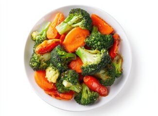 Roasted vegetables, carrots and broccoli on a plate
