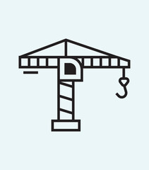Modern minimalist construction crane icon for industrial design projects