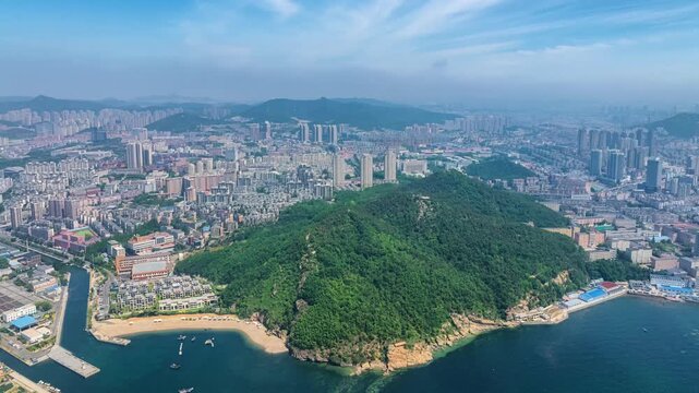 Overlooking Dalian costal landscape