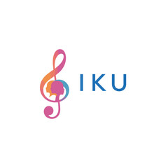 Obraz premium “Vibrant artistic treble clef with human profiles concept” IKU Later Logo, “Creative music academy logo with silhouette heads and notes”IKU music, logo, IKU abstract, creative, IKU colorful, vibran