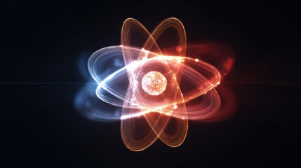 Exploring quantum physics atomic structure science lab digital art abstract visualization futuristic concept