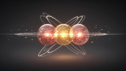 Exploring atomic energy concepts science lab digital art abstract environment close-up view particle interaction