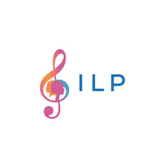 Fototapeta premium “Vibrant artistic treble clef with human profiles concept” ILP Later Logo, “Creative music academy logo with silhouette heads and notes” 