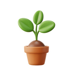 Obraz premium A Small Green Plant Growing In A Terracotta Pot With Dark Brown Soil
