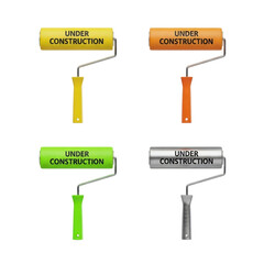 Four colorful paint rollers, each labeled "Under Construction," displayed on a white background.