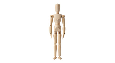 Isolated wooden mannequin standing straight, pose for art, sketch or drawing reference