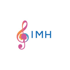 “Vibrant artistic treble clef with human profiles concept” IMH Later Logo, “Creative music academy logo with silhouette heads and notes” 

