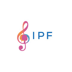 Naklejka premium IPF “Creative music logo with human silhouettes and treble clef in gradient colors, IPF Later Logo, modern artistic design isolated on white background” 