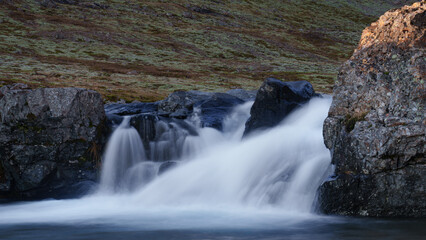 Slow shutter image of a waterfall in Icleand