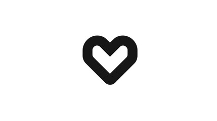 Fototapeta premium Minimalist black outline heart icon. Simple geometric love symbol for digital design, social media, web, and graphic elements.