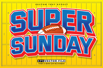 American Football typography editable text effect 3d style. Super Sunday text effect sport vector template 