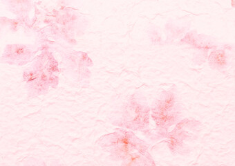 Fototapeta premium Pink paper with dry leaves pattern background, blank pink paper texture background