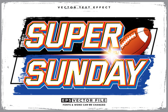 American Football typography editable text effect 3d style. Super Sunday text effect sport vector template