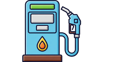 Isolated Gas Pump Illustration with Fuel Nozzle for Transportation and Retail Services