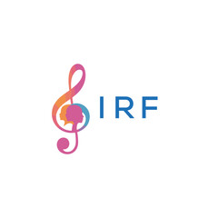 IRF “Creative music logo with human silhouettes and treble clef in gradient colors, IRF Later Logo, modern artistic design isolated on white background” 
