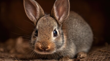 Fototapeta premium Little rabbit in the falling leaves