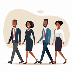 Dolly shot, business people walk on digital art concept, Generative AI.