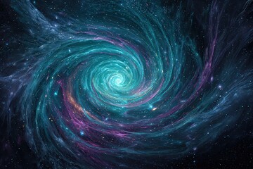 Spiral Galaxy Cluster with Colorful Particles