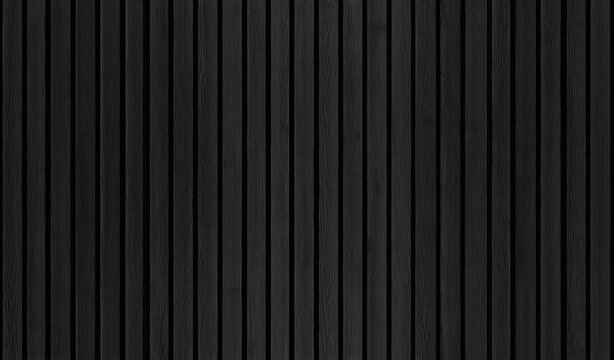 SEAMLESS wall panel pattern, slim vertical slats in black wood with natural fluted texture, modern interior background for home & office, decorative accent wall or acoustic panel design.