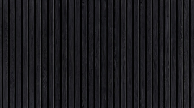 SEAMLESS wall panel pattern, slim vertical slats in black wood with natural fluted texture, modern interior background for home & office, decorative accent wall or acoustic panel design.