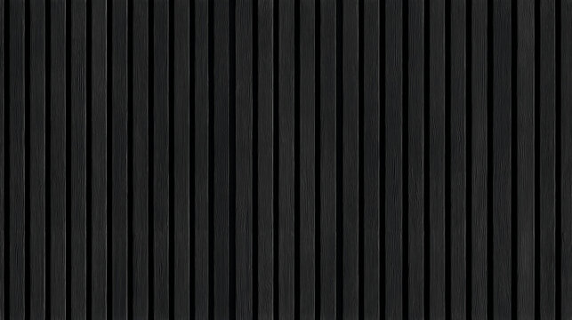 SEAMLESS wall panel pattern, slim vertical slats in black wood with natural fluted texture, modern interior background for home & office, decorative accent wall or acoustic panel design.