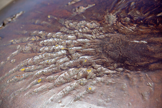 D&eacute;tail impact sur une tourelle de mitrailleuses du fort de Douaumont, Verdun, France. Position fortifi&eacute;e de la Premi&egrave;re Guerre mondiale.