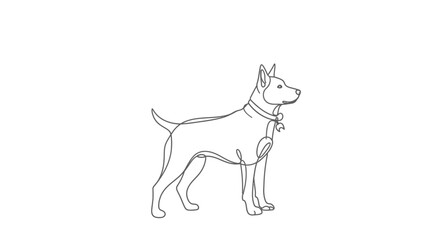 Fototapeta premium Elegant Line Art Illustration of a Dog A Minimalist and Stylish Outline for Artistic Projects and Design Elements