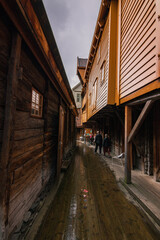 Beautiful colourful houses next to the harbour in Bergen (Norway)