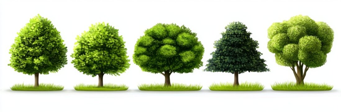 Cartoon trees with a modern design, perfect for illustrations.