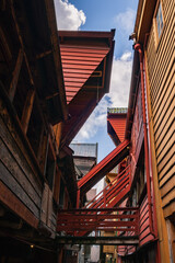 Beautiful colourful houses next to the harbour in Bergen (Norway)