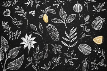 Colorful doodle cartoons depicting nature themes for summer.