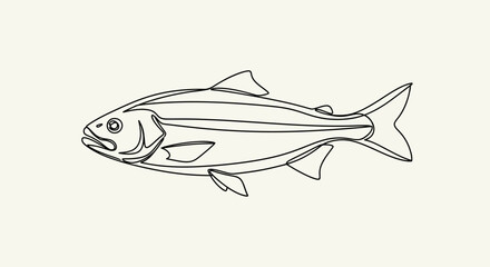 Fototapeta premium Striking Line Art Illustration of a Fish A Simple Outline Depicting the Anatomy and Shape of a Swimming Creature