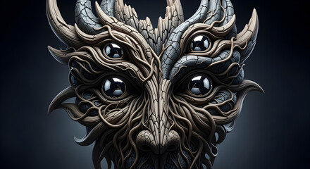 Abstract creature head with multiple eyes