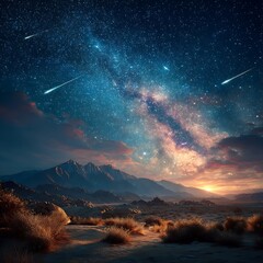 Glowing milky way above horizon high resolution image