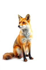 Fototapeta premium A Fox Sitting Elegantly On A White Background