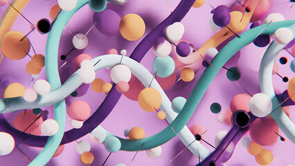 Colorful abstract vector background illustration featuring pink flowers, yellow butterflies, and decorative circles, evoking feelings of love and health