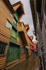 Beautiful colourful houses next to the harbour in Bergen (Norway)