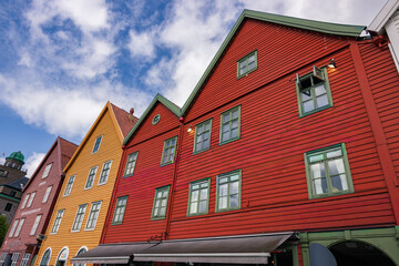 Beautiful colourful houses next to the harbour in Bergen (Norway)
