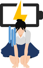 体力が無くなったビジネスウーマンのイラスト