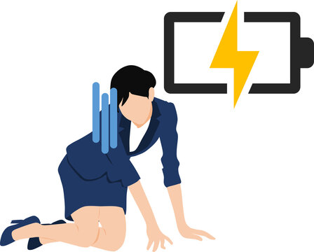 体力が無くなったビジネスウーマンのイラスト