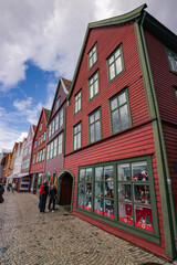 Beautiful colourful houses next to the harbour in Bergen (Norway)