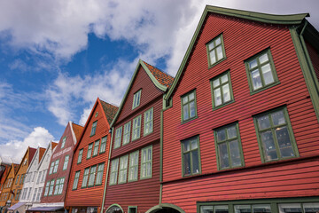 Beautiful colourful houses next to the harbour in Bergen (Norway)