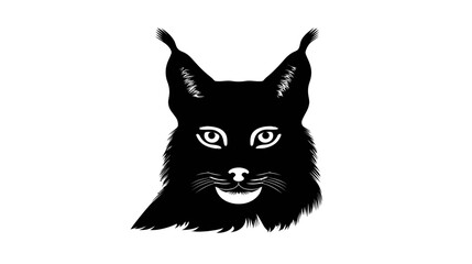 Obraz premium Striking black lynx head silhouette with piercing eyes, minimalist vector illustration for design projects, wild animal graphic