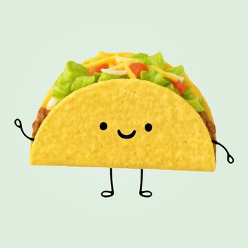 Smiling taco cartoon character
